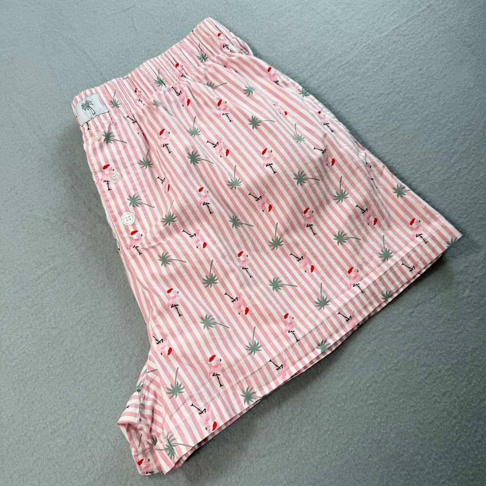 Better Together Boker Shorts Mens Large Pink Stripe Flamingo Christmas